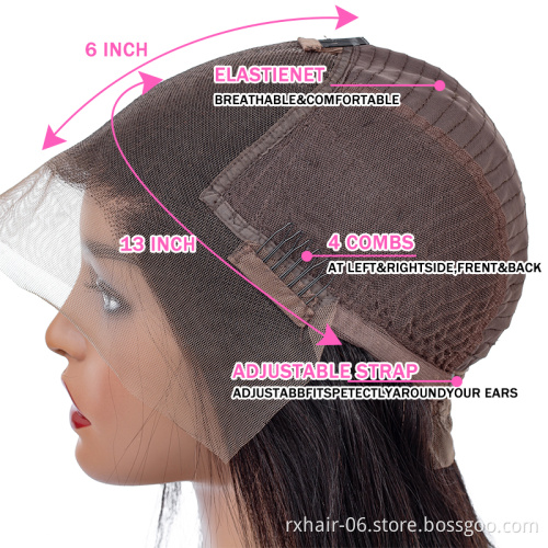 Wholesale 13X6 Indian Straight Human Hair For Black Women Noble Raw Lace For Wig Making 180 Density Lace Front Wig